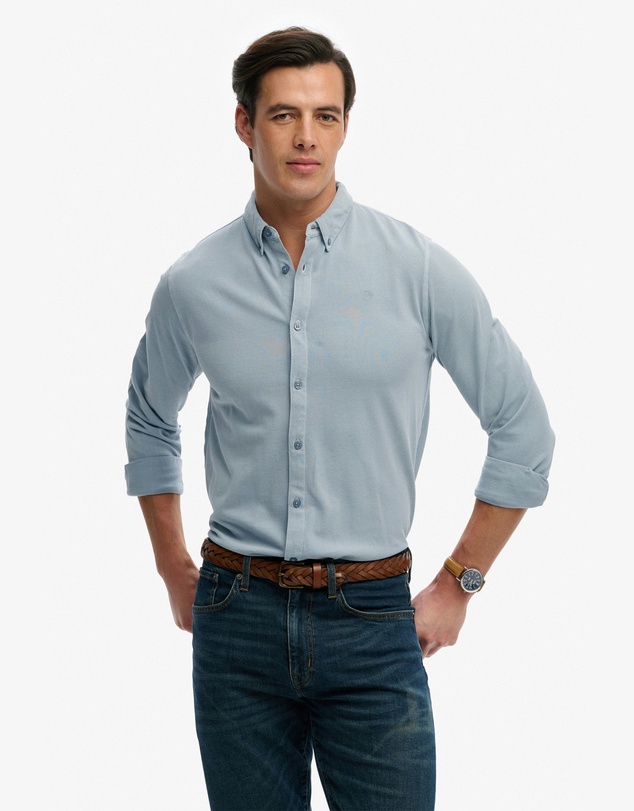 Superdry - Vintage Destroy Pique Long Sleeve Shirt