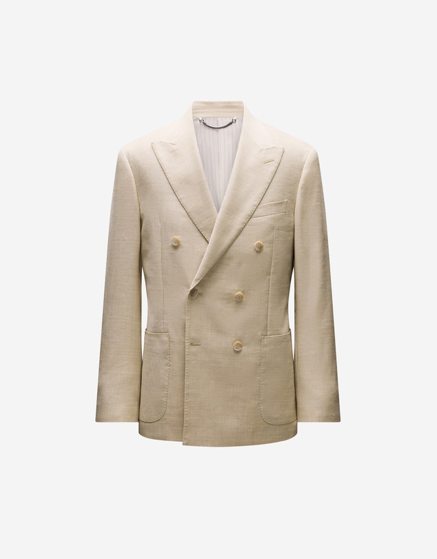 Calibre - Linen Wool Double-Breasted Suit Jacket Natural