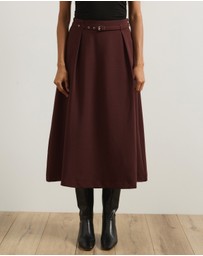 Atmos&Here - Rae Belted Flare Midi Skirt