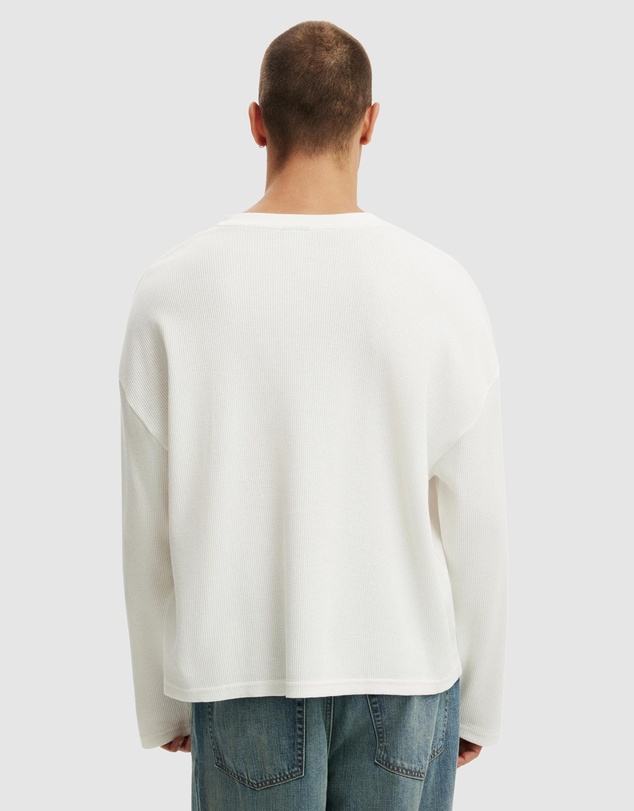 Cotton On - Relaxed Fit Textured Henley Long Sleeve