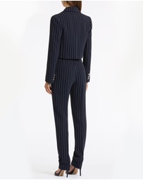 Carla Zampatti - Navy Pinstripe Cropped Jacket