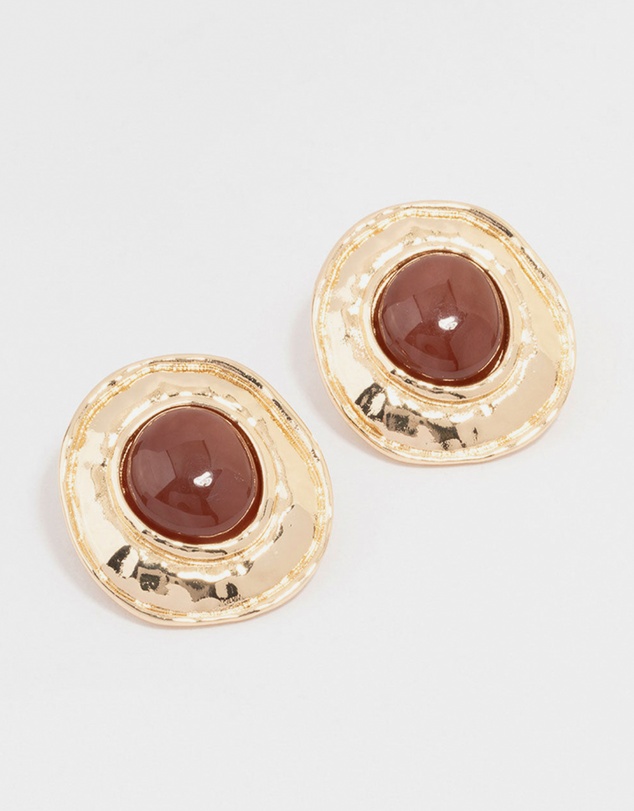 Lovisa - Gold Molten Circle Disc Stud Earrings