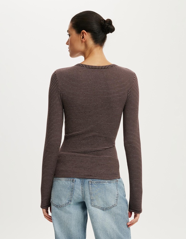 Cotton On - Blake Rib Henley Long Sleeve