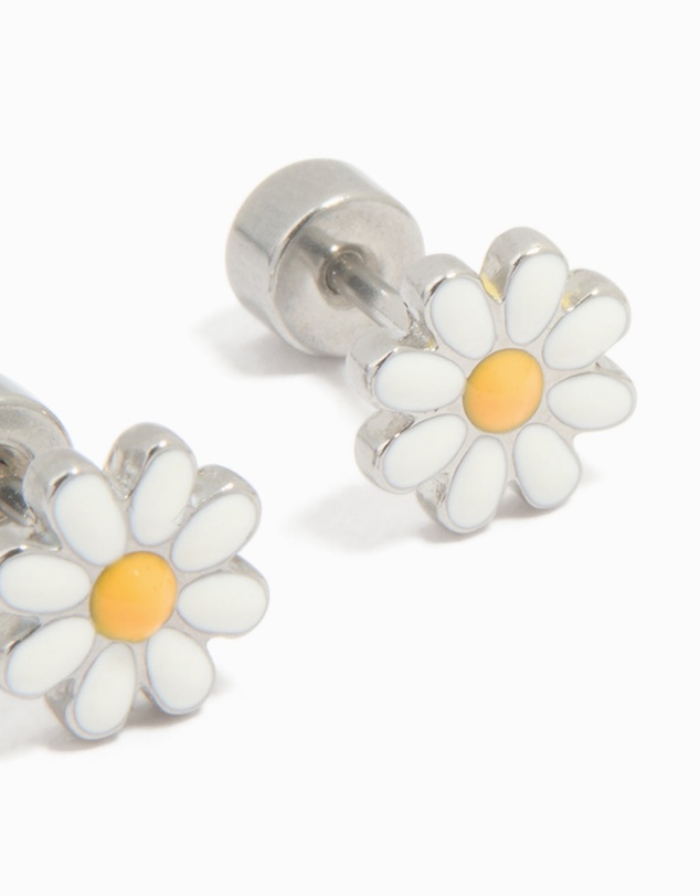 Lovisa - Kids Surgical Steel Daisy Flat Back Earrings