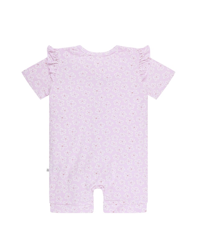 Kynd Baby - Day or Night Short Sleeve Frill Onesie Frangipani - Size 2