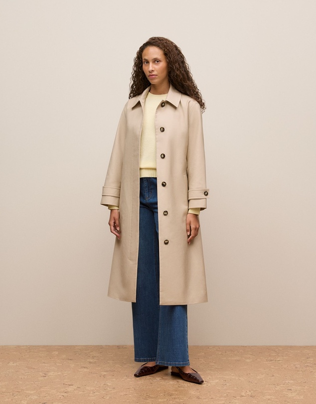 Trenery - Wool Cashmere Cable Detail Crew in Winter Butter