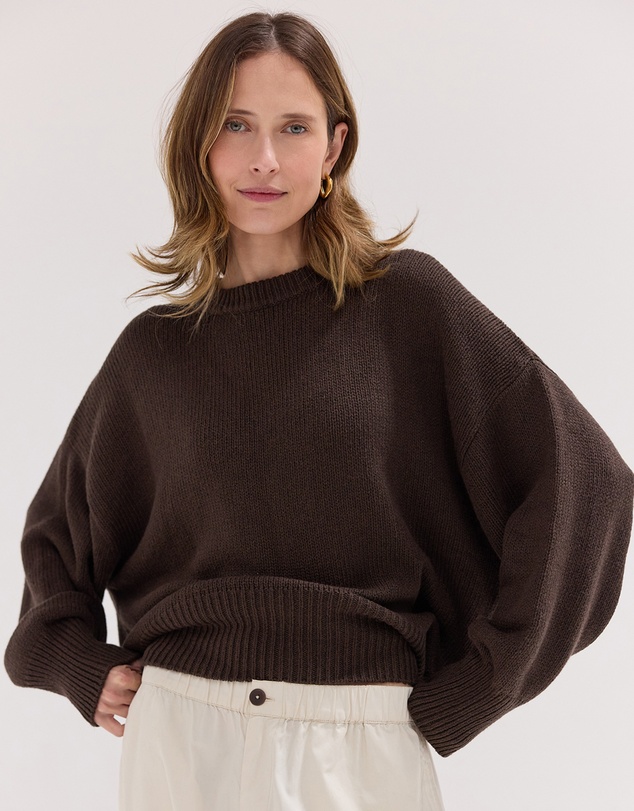 Cloth & Co. - The Billow Sleeve Jumper Brazil Nut