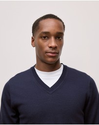Trenery - Merino V Neck in Night Sky