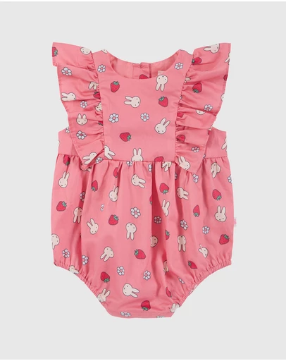Kynd Baby - Miffy Yoke Romper in Strawberry