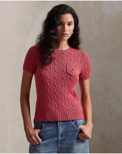 Polo Ralph Lauren - Cable-Knit Cotton Short-Sleeve Sweater - The ICONIC Exclusive