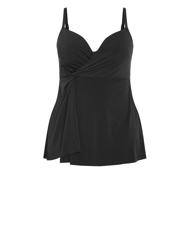 City Chic - Plus size Andros Underwire Swim Dress - black