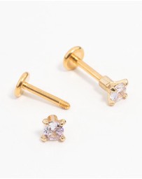 Lovisa - Gold Plated Surgical Steel Mini Cubic Zirconia Flat Back 2-Pack