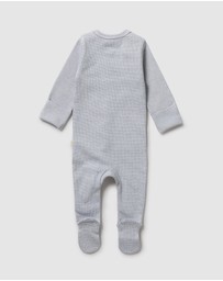 Wilson & Frenchy - Organic Stripe Rib Zipsuit with Feet - Babies
