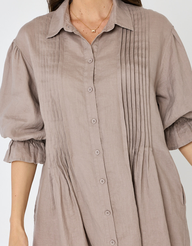 ALEXANDRA - Serif Mini Dress Taupe