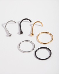 Lovisa - Simple Diamante Nose Stud 6-Pack