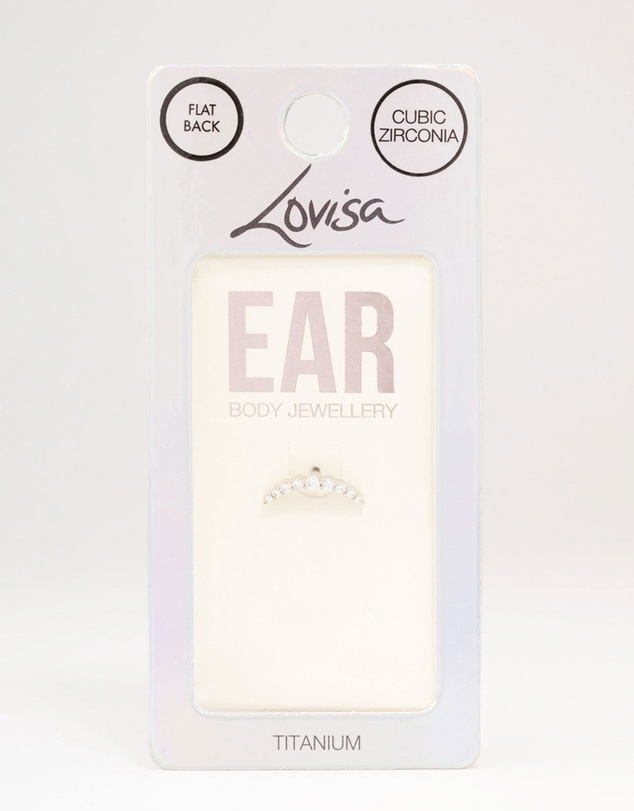Lovisa - Titanium Cubic Zirconia Crawler Single Flat Back