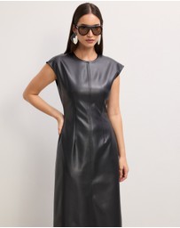 The Fated - Cam Faux Leather Midi Dress