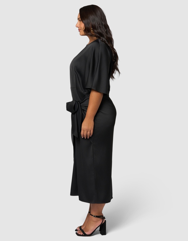 Pink Dusk by Curve Project - Act Up Satin Midi Dress