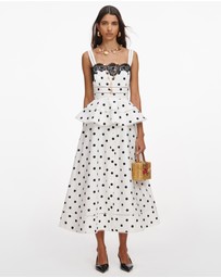 Self Portrait - Polka Dot Linen Midi Dress