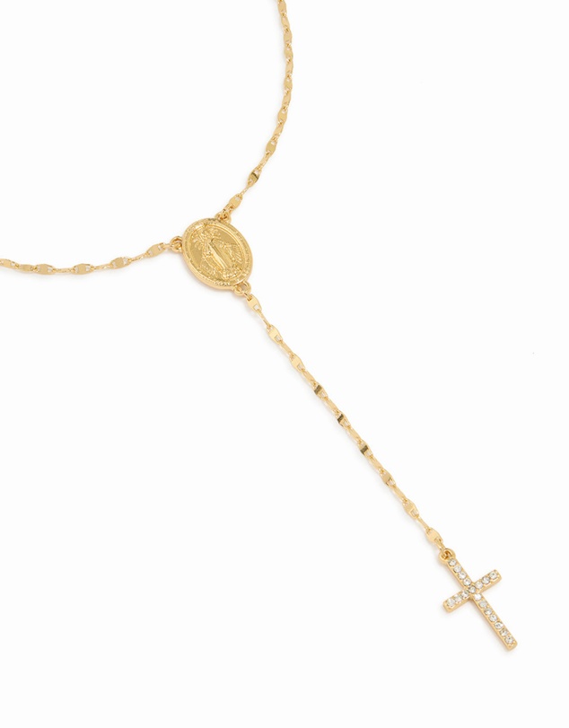 Lovisa - Gold Plated Diamante Cross Y-Necklace