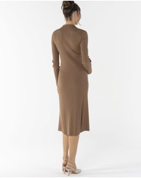 Angel Maternity - Knit Maternity Midi Dress in Camel