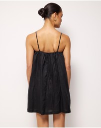 AERE - Liv Linen Gathered Neckline Mini Dress