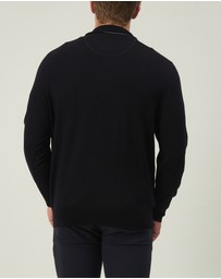 3 Wise Men - 3 Wise Men Harvey Zip Neck Merino Knit - Black