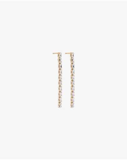 Michael Hill - Baguette Cubic Zirconia Tennis Drop Earrings in 18kt Yellow Gold Vermeil