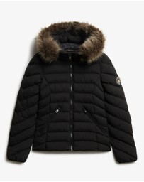 Superdry - Fuji Faux Fur Slim Fit Hood Padded Jacket