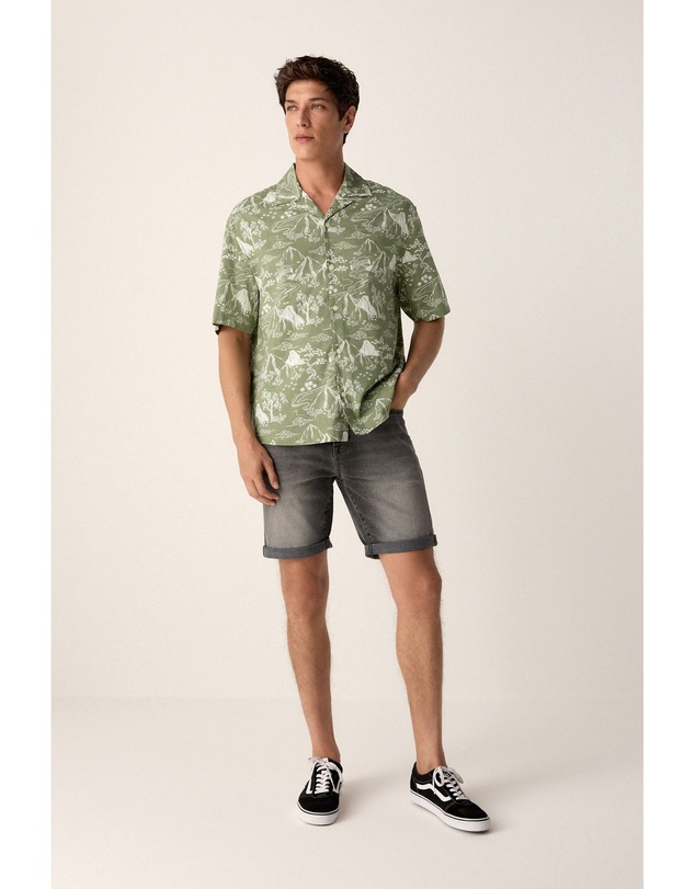 NEXT - Western Style Printed Short Sleeve Shirt With Cuban Collar