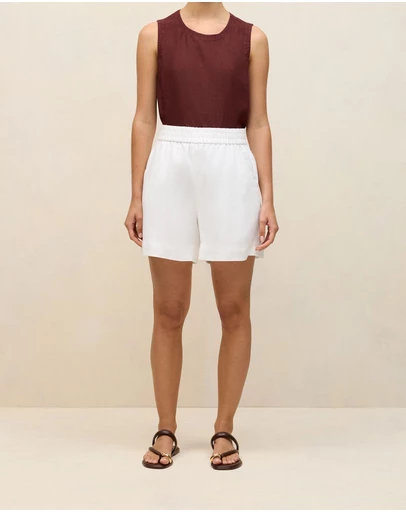 Trenery - Linen Relaxed Pull On Short in White