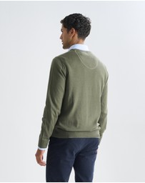 3 Wise Men - 3 Wise Men Fisher V Neck Merino Knit - Army Green