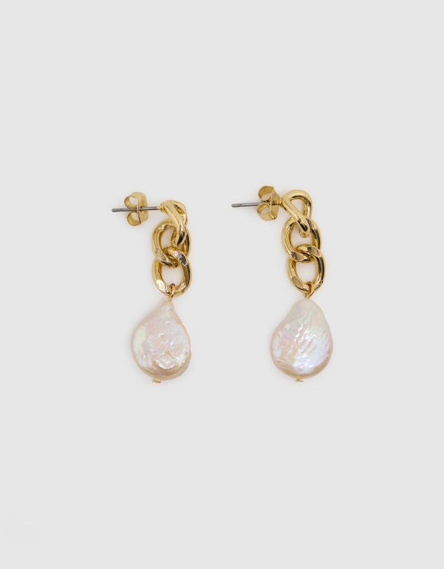 Oxford - Ash Chain/Pearl Earrings