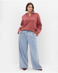 City Chic - Plus size Star Alley Collared Jumper - rose