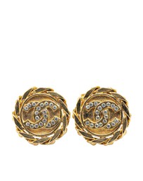 Pre-Loved by Azura Reborn - Pre-Loved Gold Plated CC Rhinestones Clip on Earrings