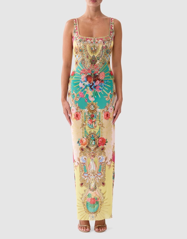 Camilla - Square Neck Beach Maxi Dress with Low Back