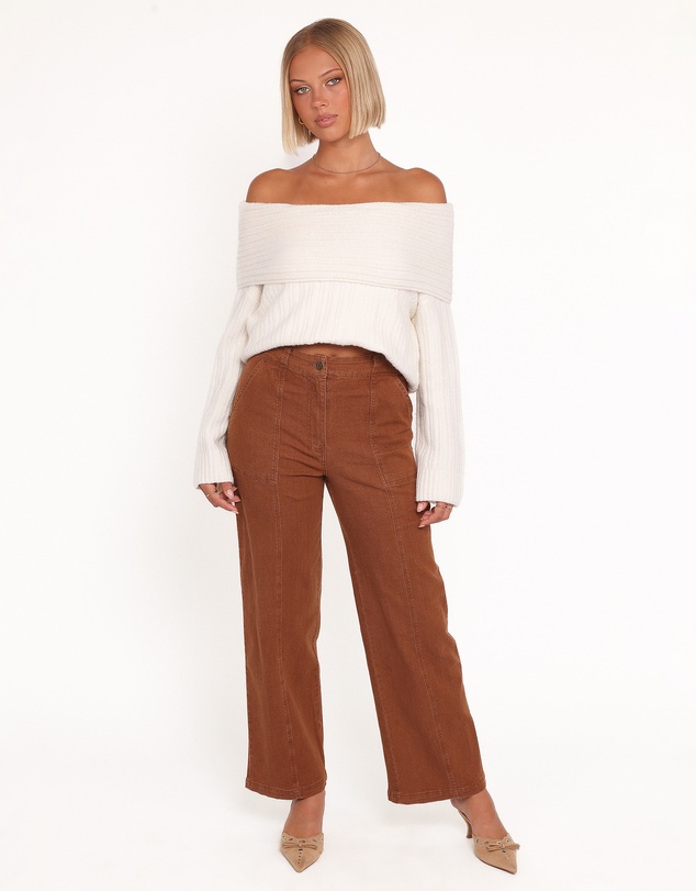Petal & Pup - Kenny Off Shoulder Knit Sweater - Cream