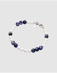 Kuzzoi - ICONIC EXCLUSIVE - Bracelet Male Ball Agate and Shell Pearls 925 Sterling Silver