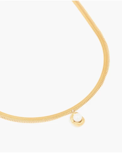 Lovisa - Waterproof Gold Plated Stainless Steel Pearl & Snake Chain Layered Necklace