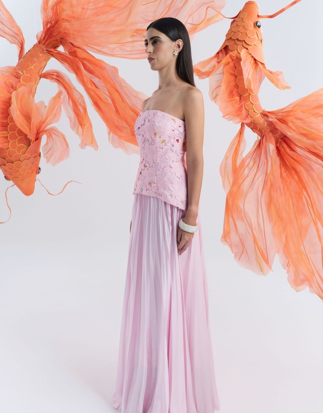JUSTIN TONG - Cascade Pleated Gown