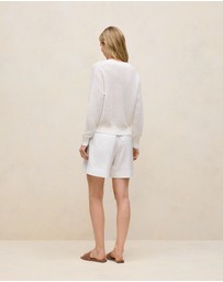 Trenery - Linen Relaxed Cardigan in Ivory