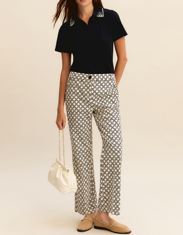 Emme - Cream Printed Trousers