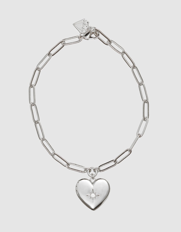 Wanderlust + Co - Heart Silver Locket Bracelet