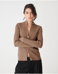 Forcast - Blake Ribbed Zip Cardigan