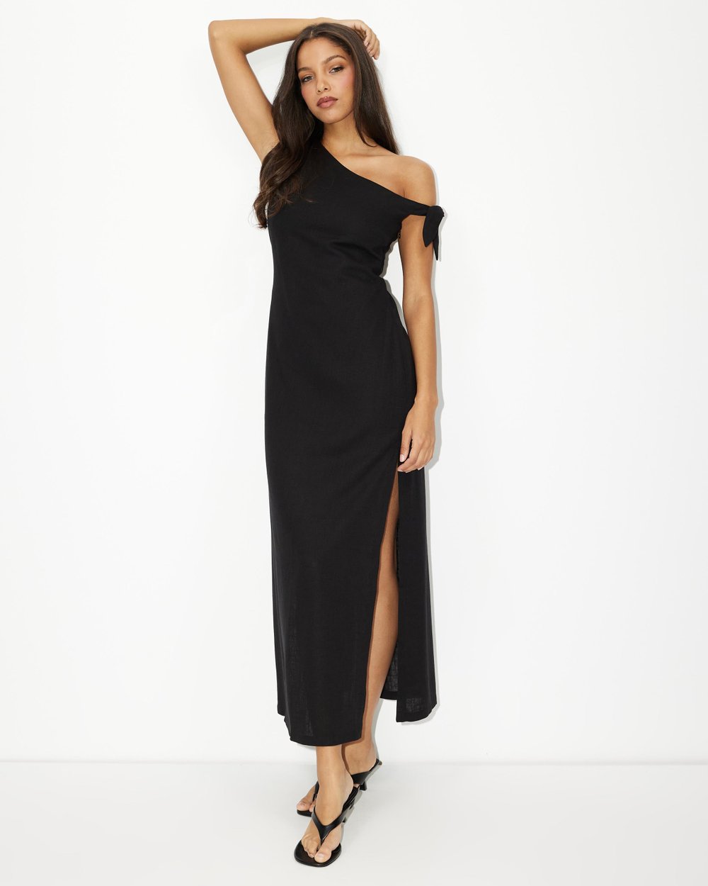 chinese dress ladies Effortless Linen Blend Mid-Length Dress