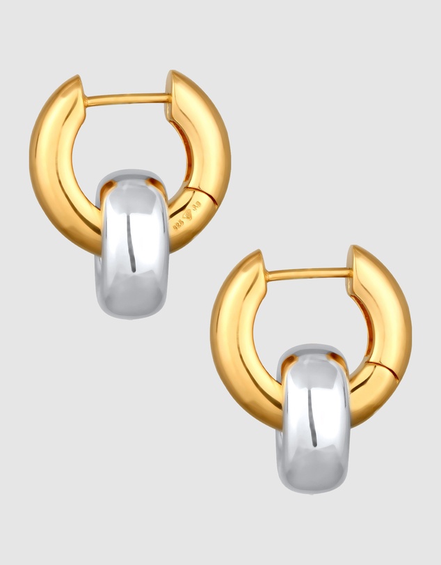 Elli Jewelry - Chunky Hoop Earrings in 925 Silver Bicolor