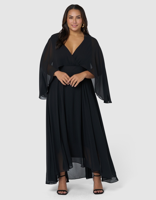 Pink Dusk by Curve Project - Electric Chemistry Cape Maxi Dress