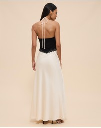 CHANCERY - Georgie Halter Neck Lace Panelled Maxi Dress