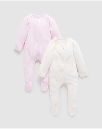 Purebaby - 2 Pack Zip Growsuit -Babies