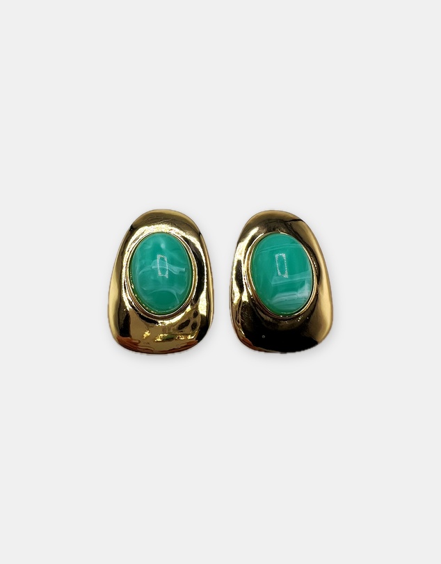Izoa - Isadora Statement Stud Earrings Green